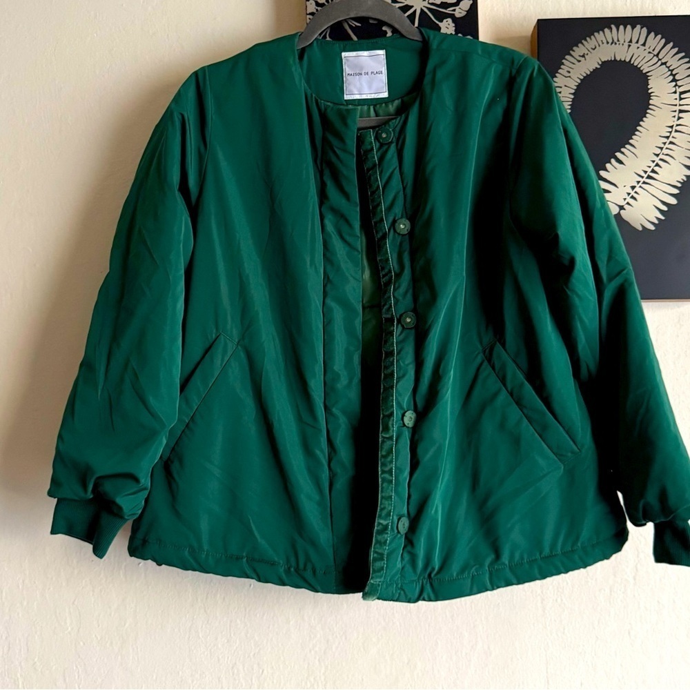Puffer Jacket button down hunter green size small